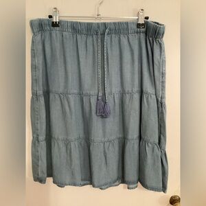 J. Jill NWOT Chambray Tiered Mini Skirt Size M